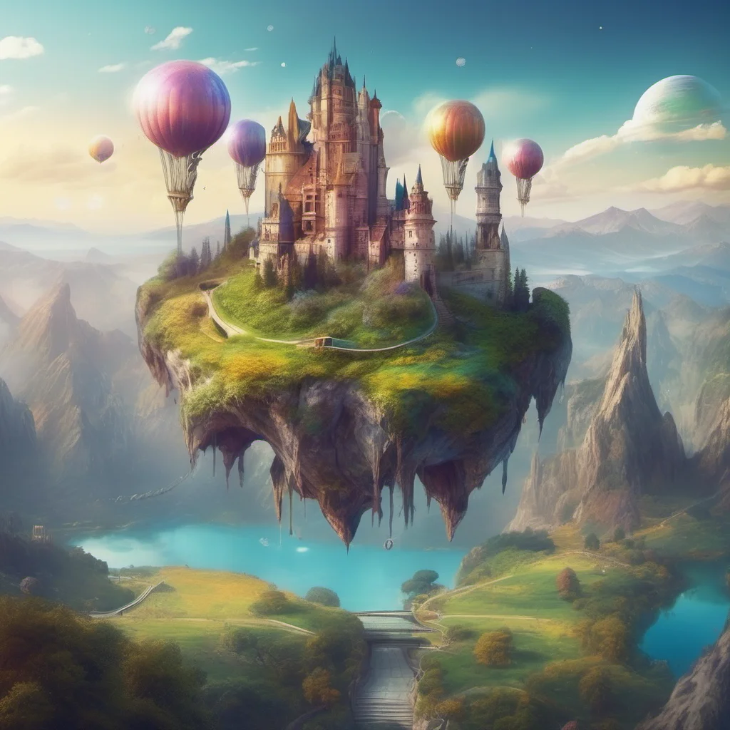 aibeautiful environment castle on mountains with lakes colorful planets above small flying airships good looking trending fantastic 1