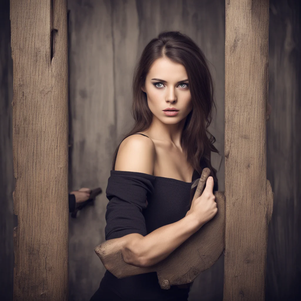aibeautiful female thief in stocks