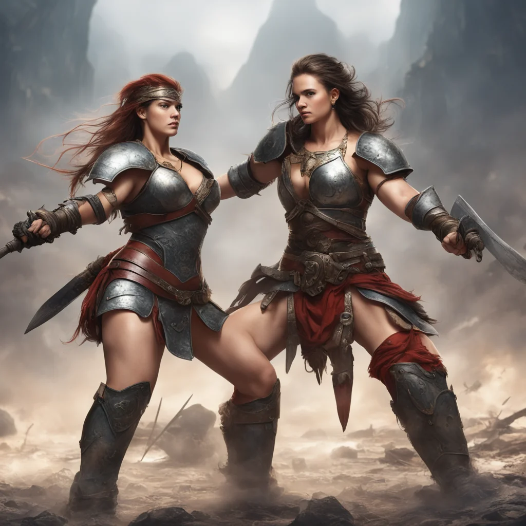 aibeautiful female warrior has been knocked off by a giant in fight confident engaging wow artstation art 3