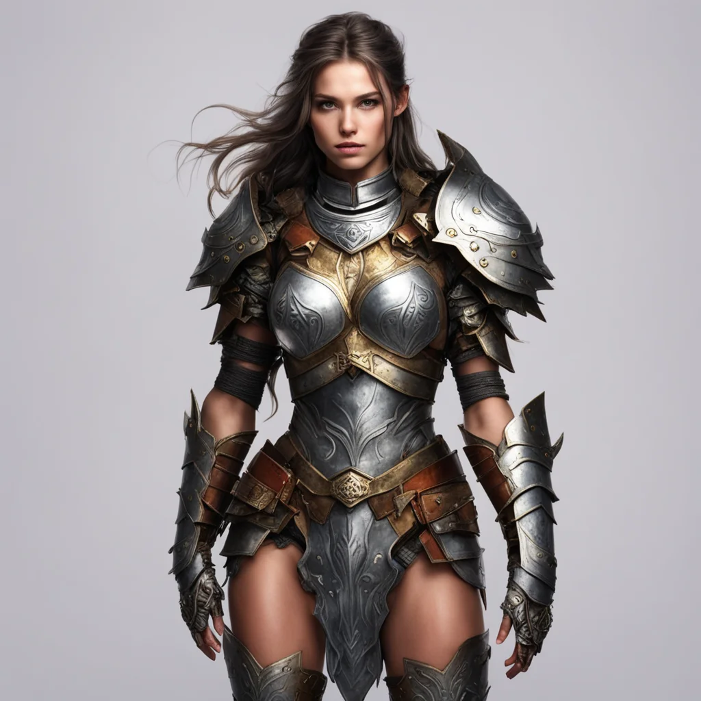 aibeautiful female warrior in tiny armor