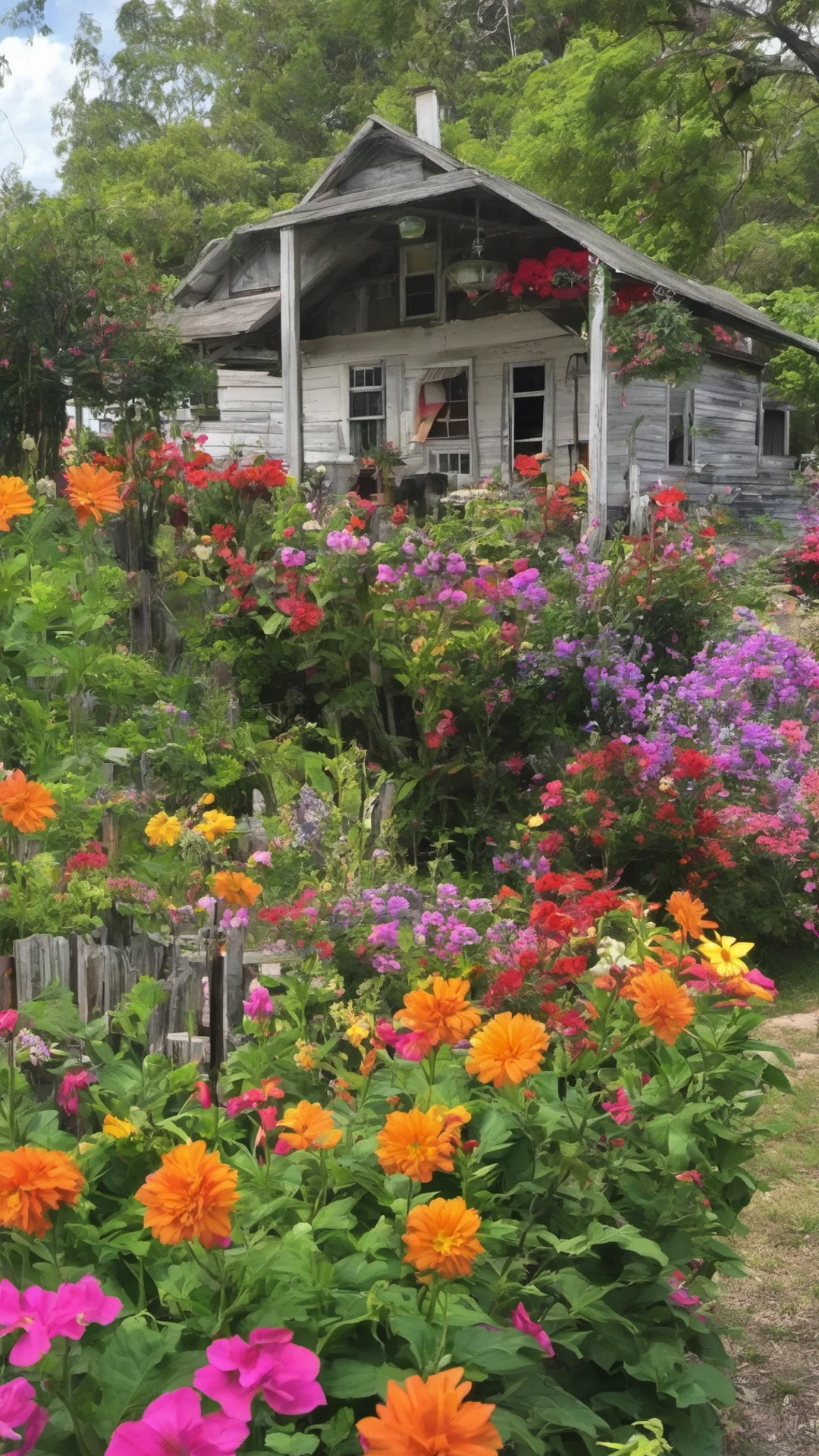 beautiful homestead relaxing farm colourful flowers confident engaging wow artstation art 3 tall