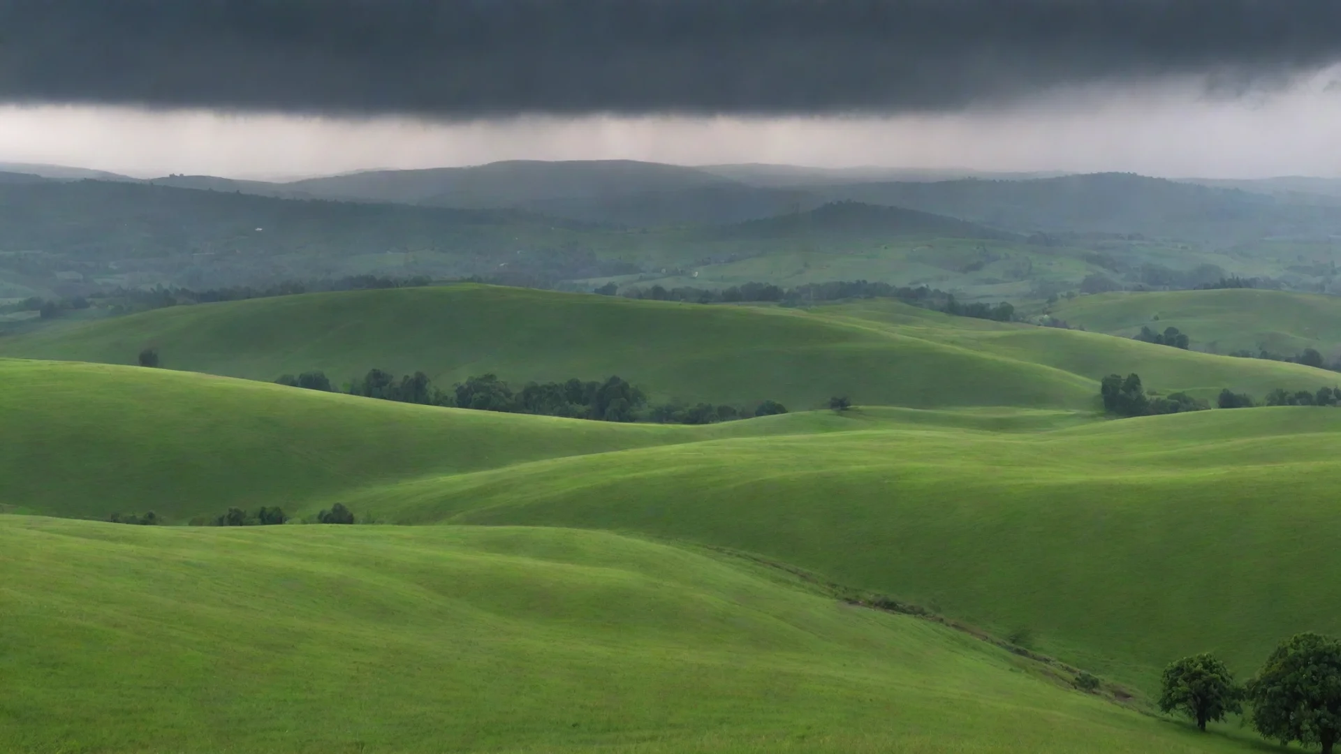 aibeautiful raining landscape rolling hills pristine land epic hd aesthetic wide