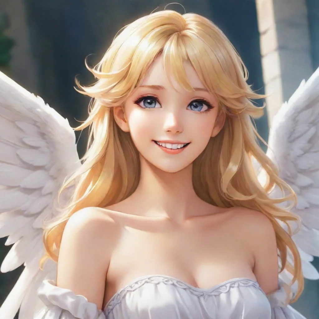 beautiful smiling blonde anime angel