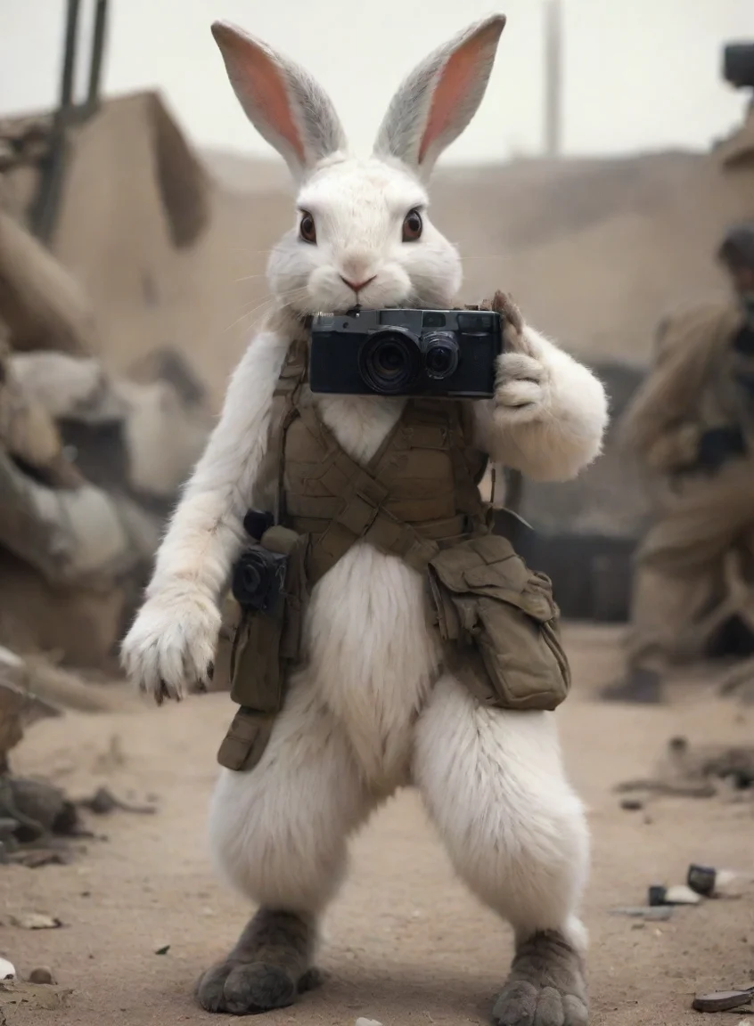 aibest quality a anthropomorphic femenine furry rabbit woman with camera in a warzone hd 5 portrait43