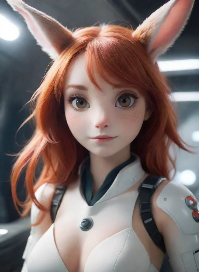 aibest quality a female anthro furry rabbit redhead looking into camera love romantic spaceship hd 5 portrait43