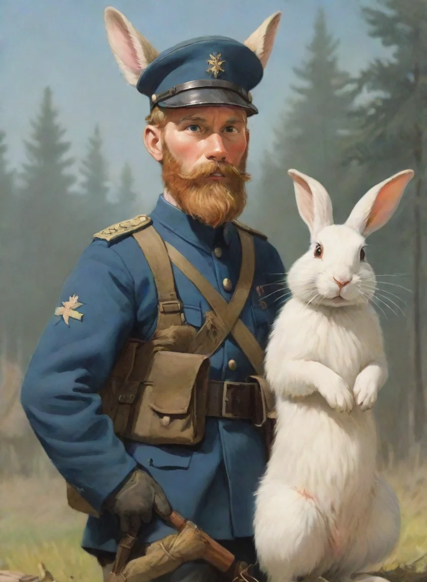 aibest quality a young bearded swedish soldier saving anthro rabbits propaganda poster cartoon hd 5 portrait43