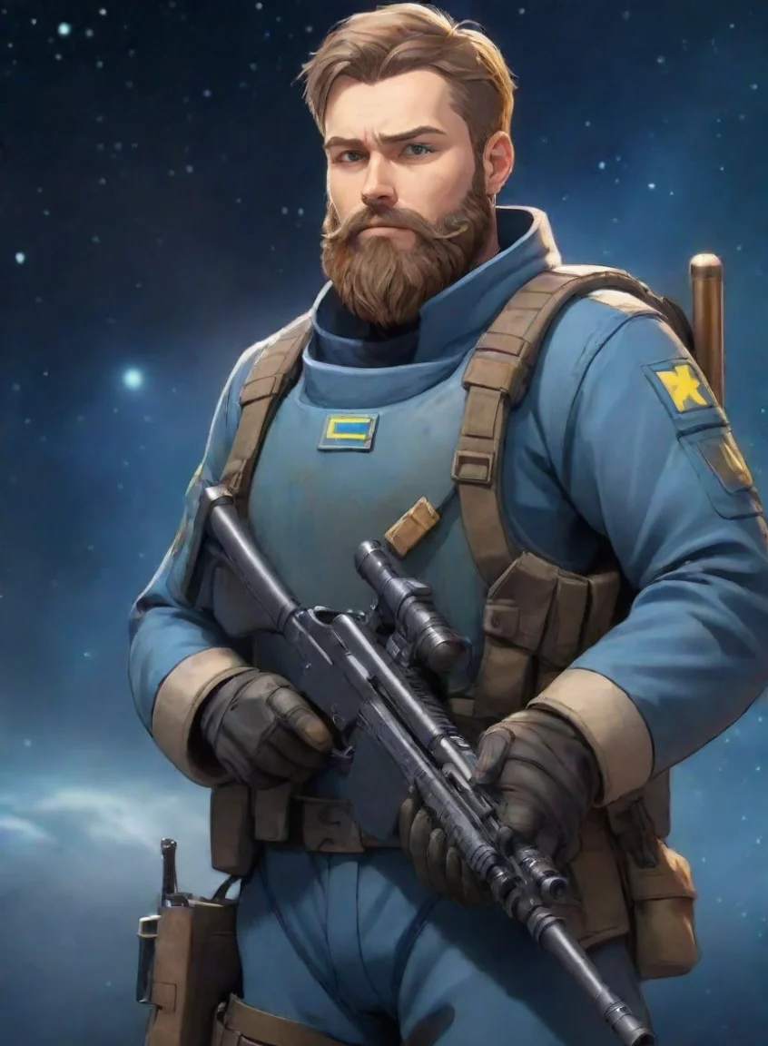 aibest quality anime cartoon young bearded swedish space soldier man with rifle hd 5 portrait43