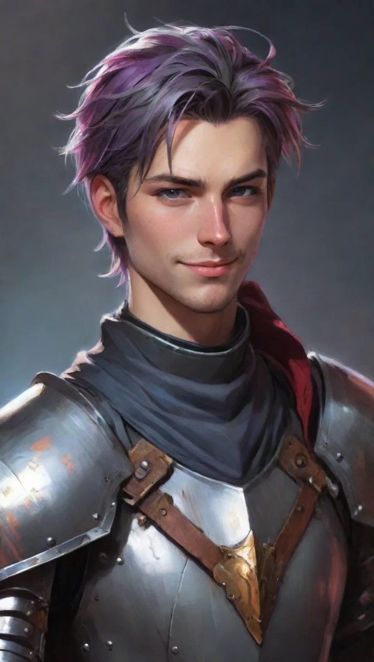 aibest quality anime comic book fantasy art punk knight colorful realistic hd world aesthetic kind smile seductive male knight poor  best quality artstation 5 tall
