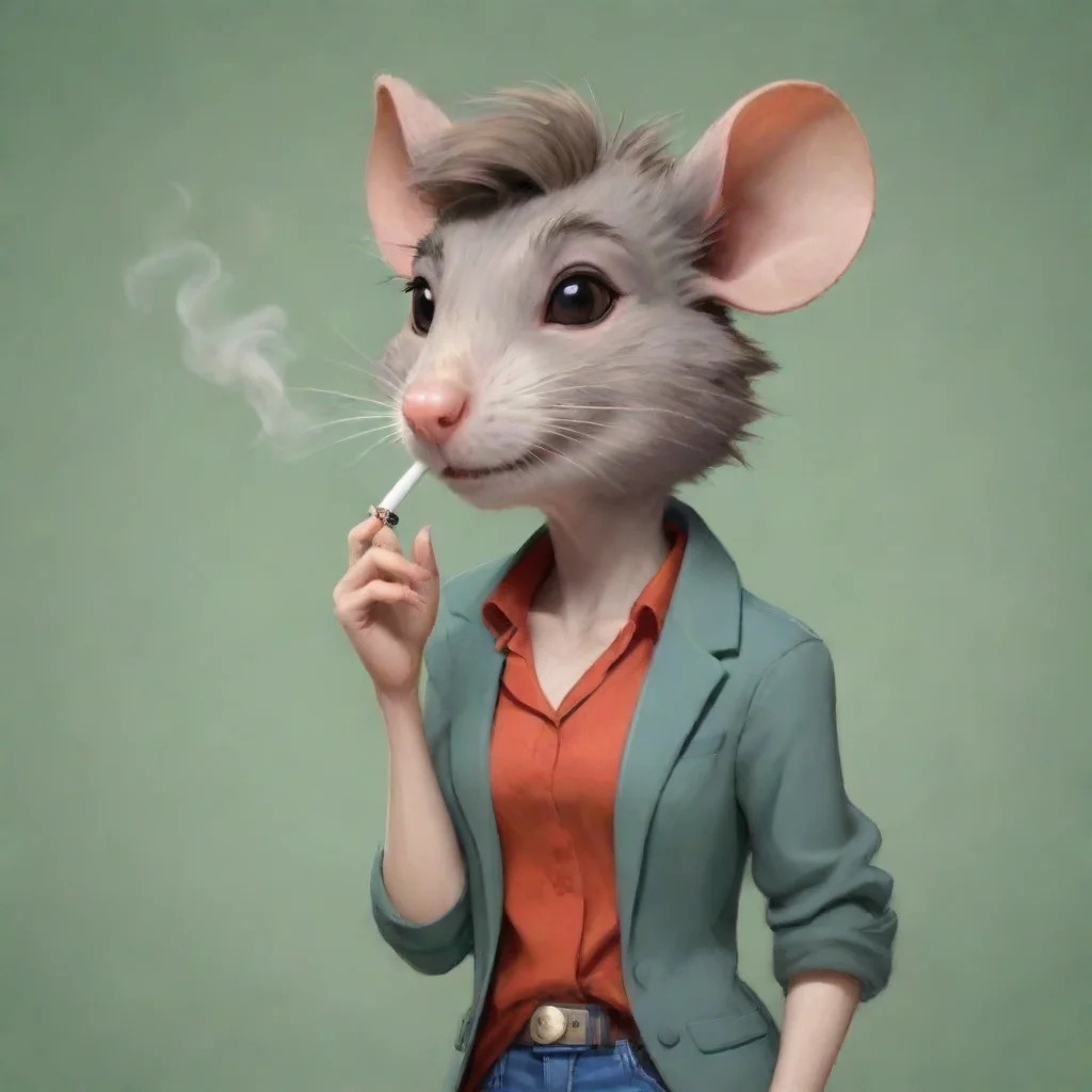aibest quality anthro furry rat tomboy woman smoking a cigarette cartoon 5