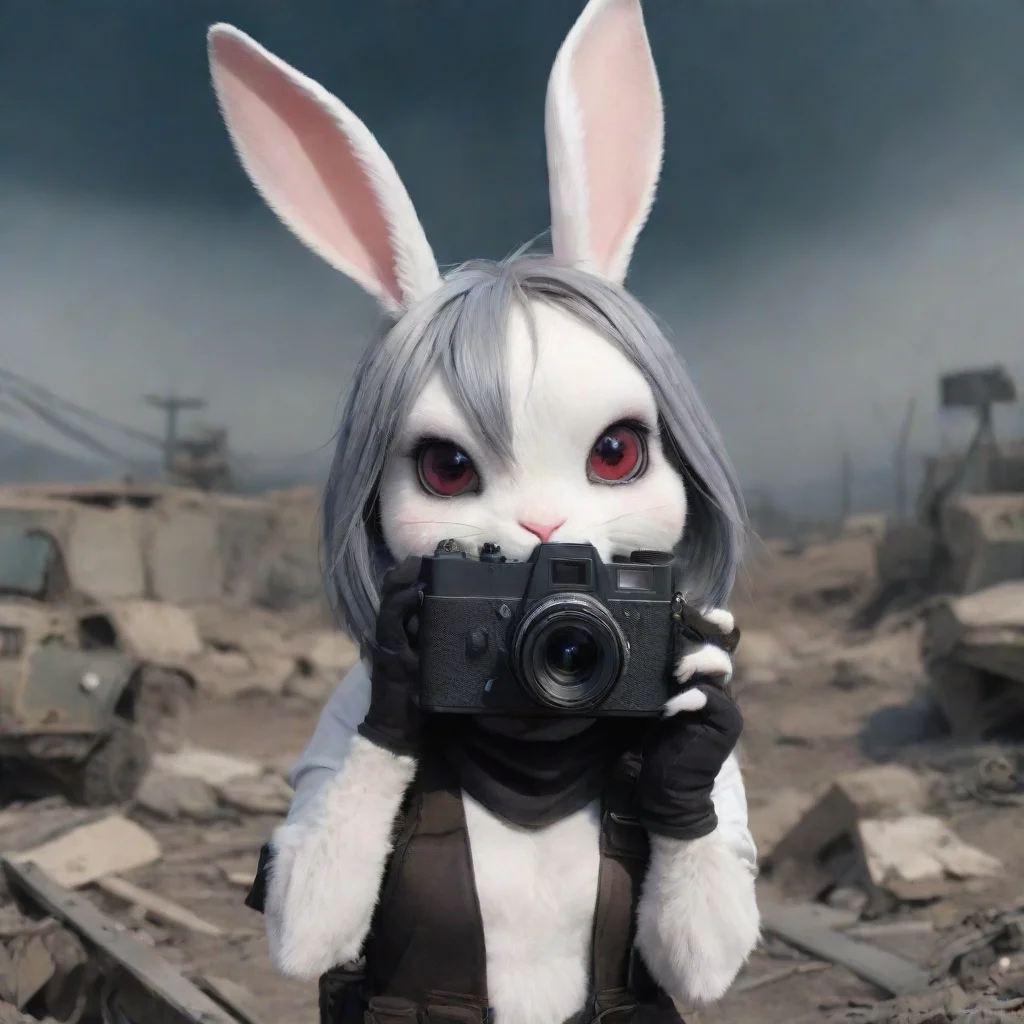 aibest quality anthropomorphic emo rabbit woman with camera in a warzone anime style 5