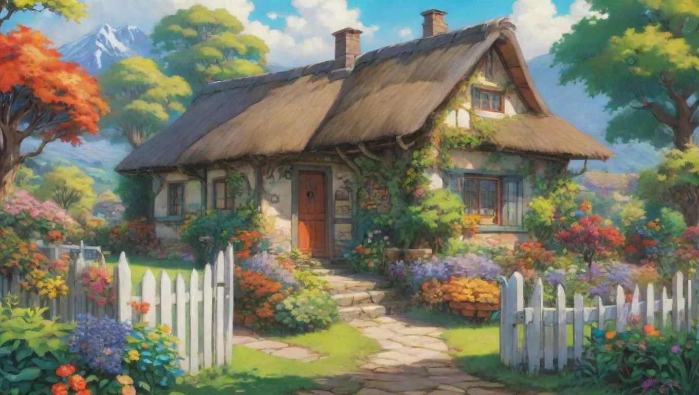 aibest quality artistic cottage in the countryside new zealand colorful town wonderland adorable detail anime  ghibli bright  5 widescreen