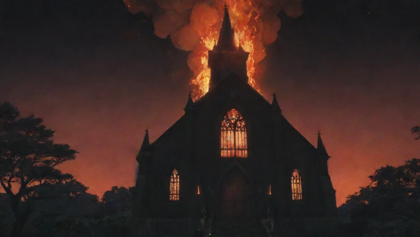 aibest quality burning church hd ghibli anime aesthetic dark horror 1800 vibe 5 widescreen
