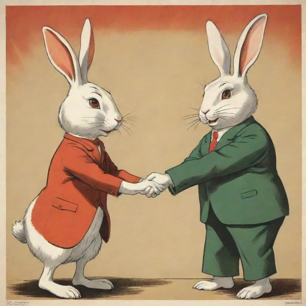 aibest quality cartoon propaganda poster rabbit shaking hands with a human 5