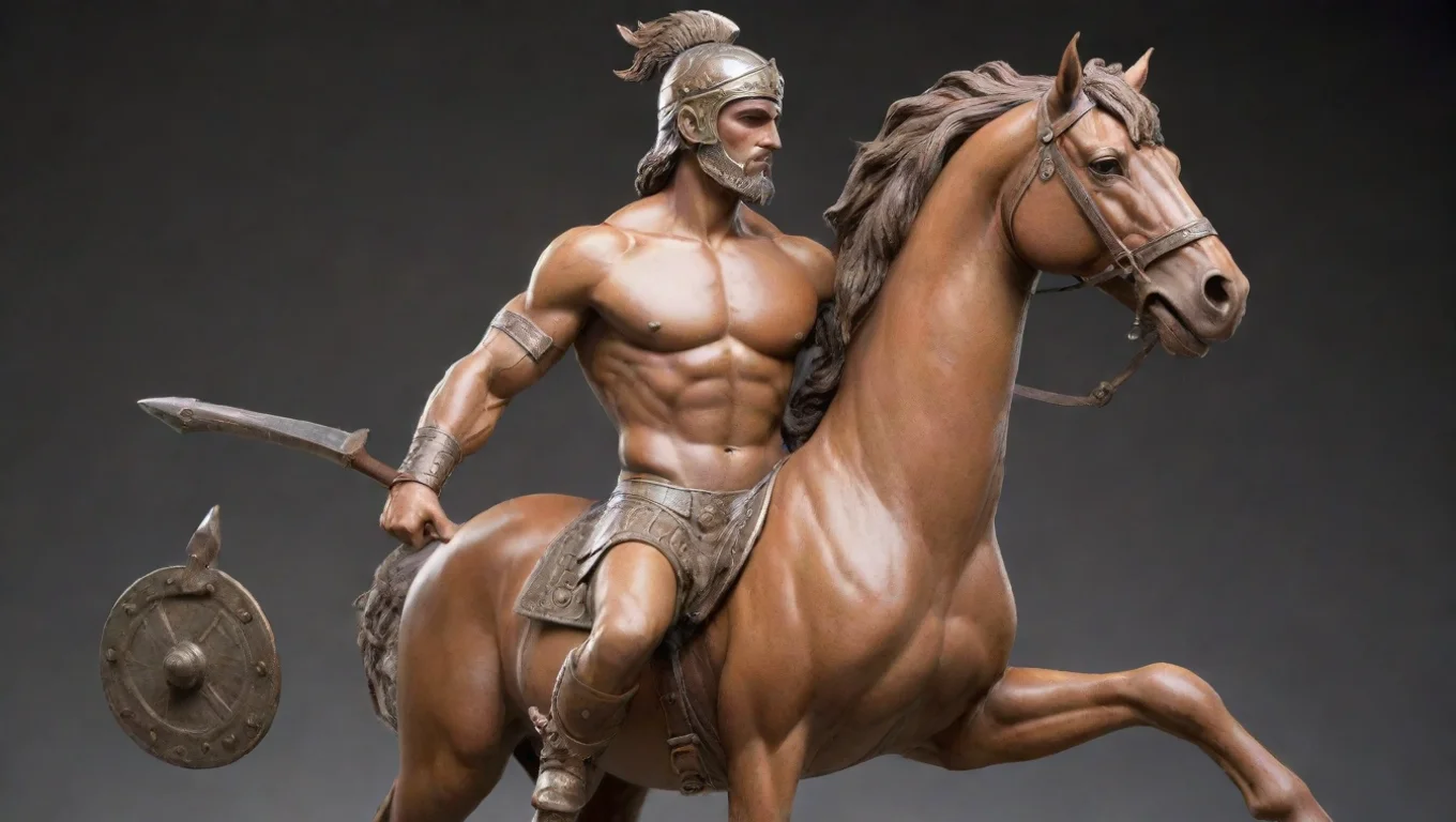 aibest quality centaur half horse half man holding roman stylized weapon with helm on masculine eyes clear 5 widescreen