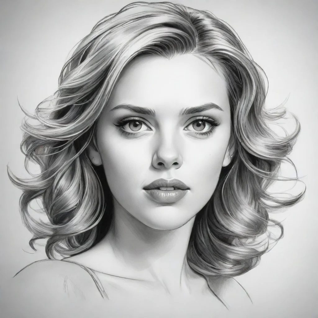 aibest quality comic book style detailed lineart drawing illustration of a beautiful young 1girl attractive scarlett johansson hd artstation 5
