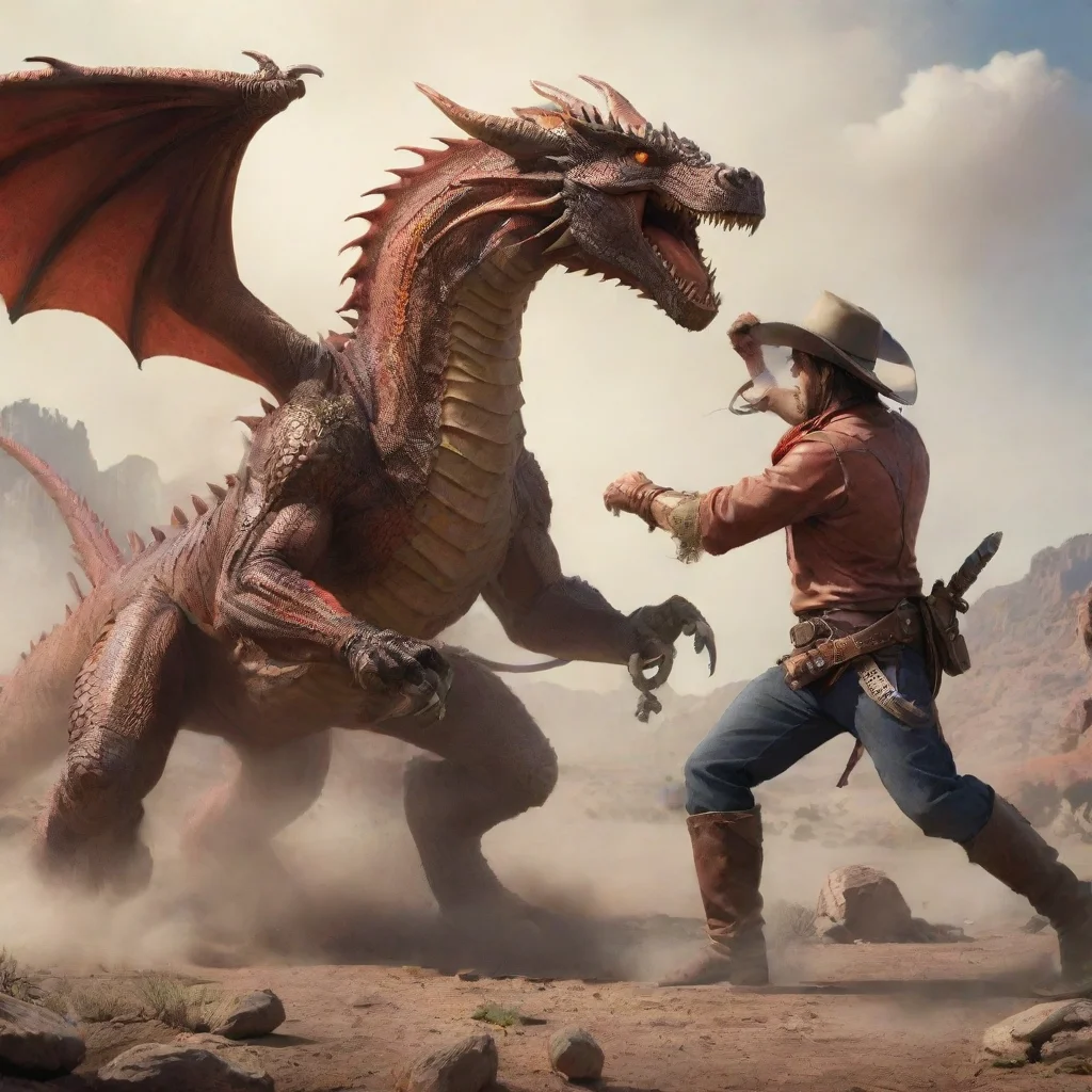 aibest quality cowboy humans fighting a dragon 5