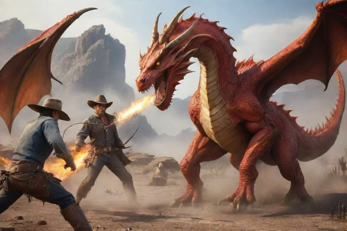 aibest quality cowboys fighting against dragon hd 5 landscape
