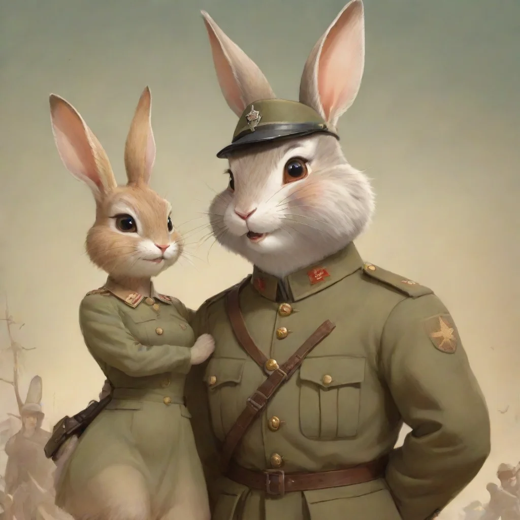 aibest quality cute cartoon anthropomorphic rabbit woman with human male soldier propaganda hd 5