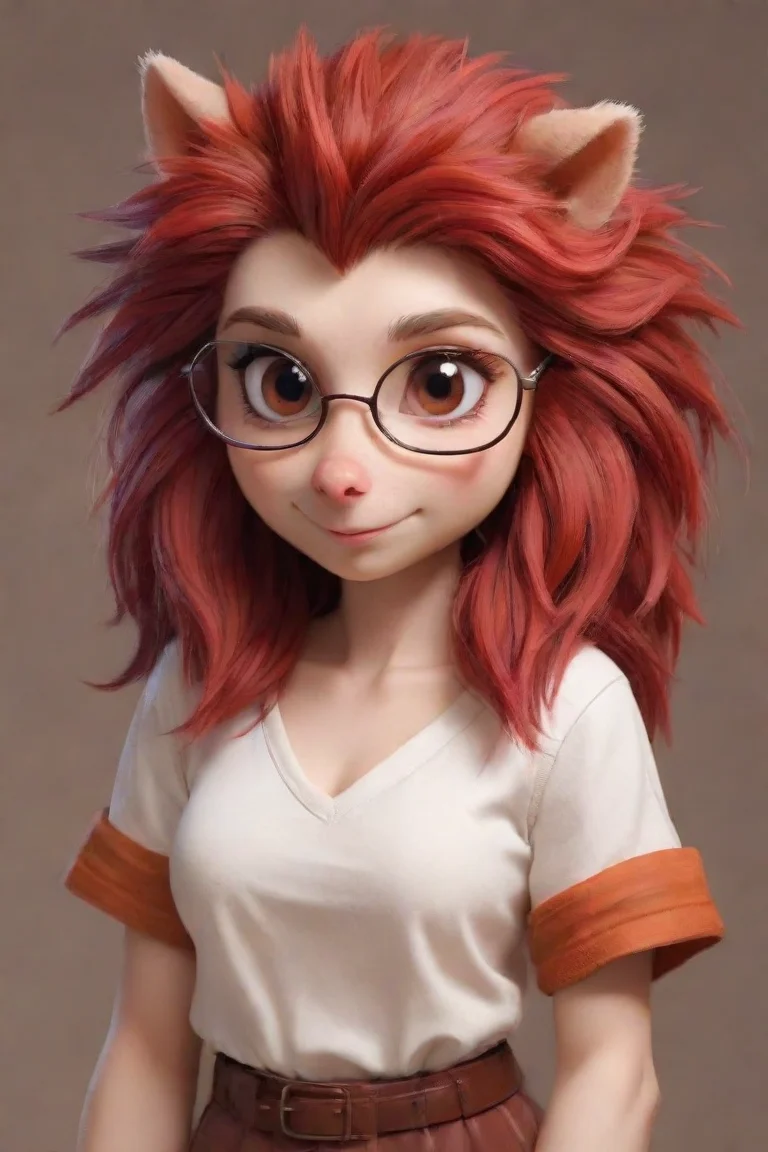 aibest quality cute nerdy shy red anthro furry hedgehog woman 5 portrait