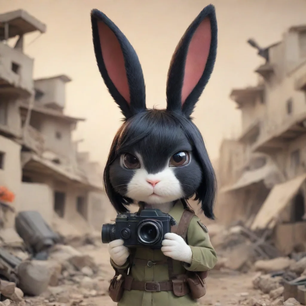 aibest quality cute serious cartoon anthropomorphic black haired rabbit woman with camera in warzone 5