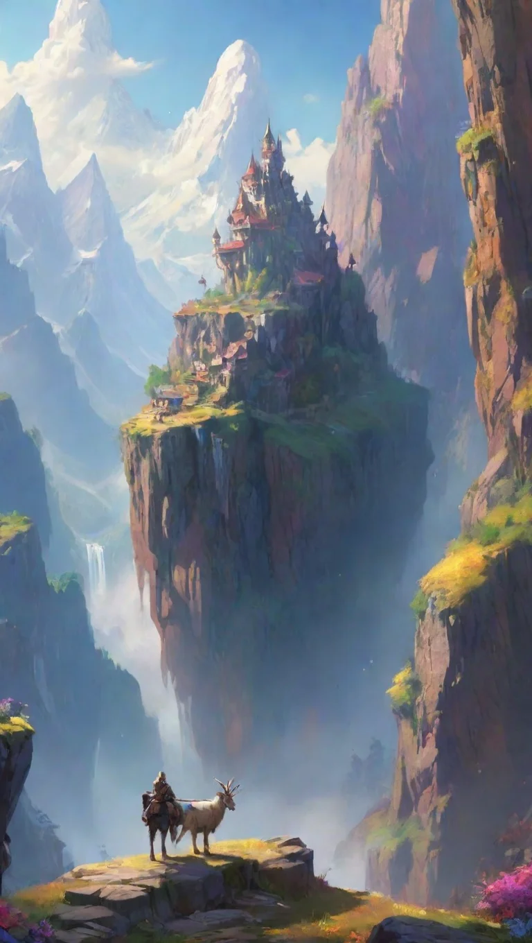aibest quality epic scenery colorful magical world with traveller on giant goat enormous extreme artstation  5 tall