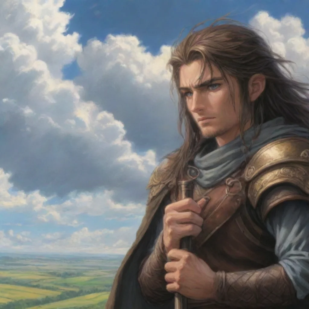 aibest quality epic swordsman anime lords of the rings looking out over plains hd anime cell drawing clouds warrior stunning 4