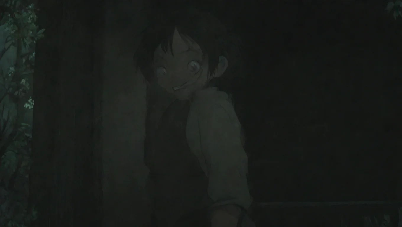 aibest quality garlig handing on portch hd ghibli anime aesthetic dark horror 1800 vibe 5 widescreen