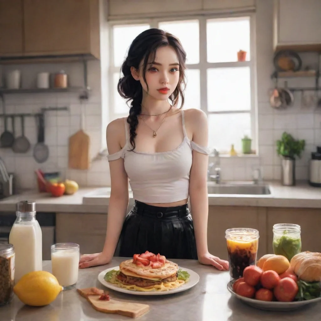 aibest quality hd aesthetic we enter my kitchen want any food shakes head No thank you Master Im not hungry illustration she is my slave