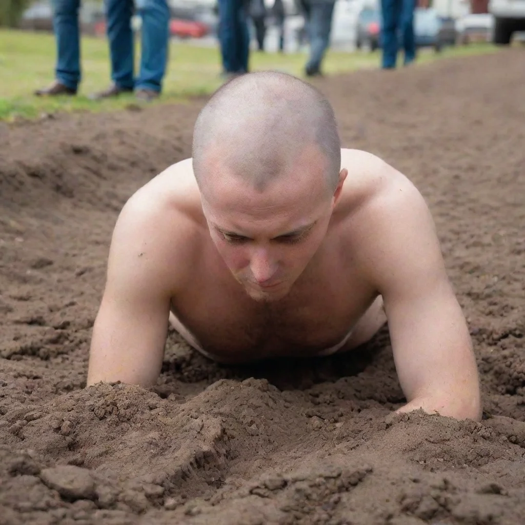 aibest quality man with shaved head stuck in the ground 5