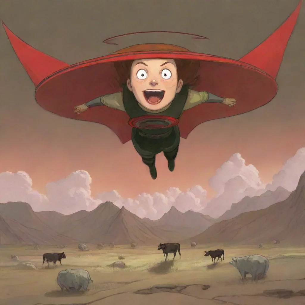 aibest quality nimona jumping over viewer looking down and yelling stunning 4