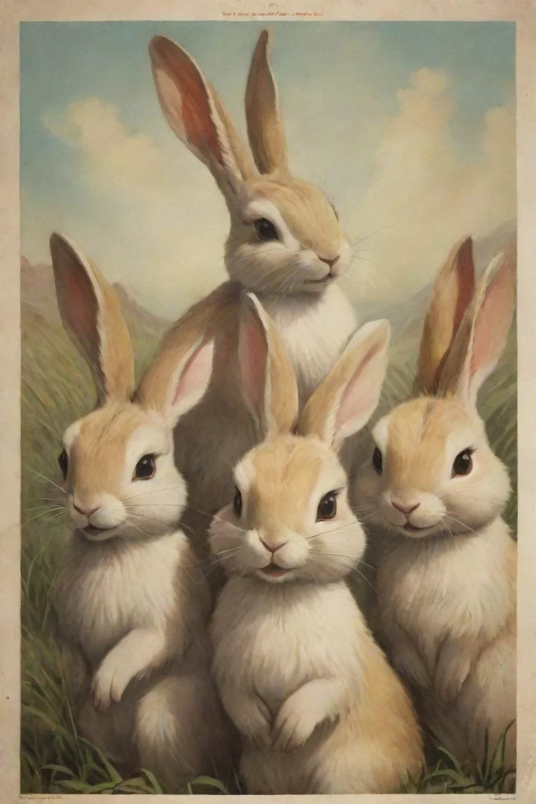aibest quality propaganda poster of anthro furry rabbits praise humanity 5 portrait
