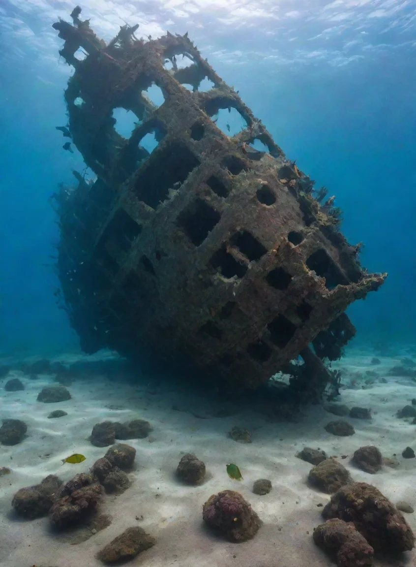 aibest quality shipwreck with fish swmming around 5 portrait43