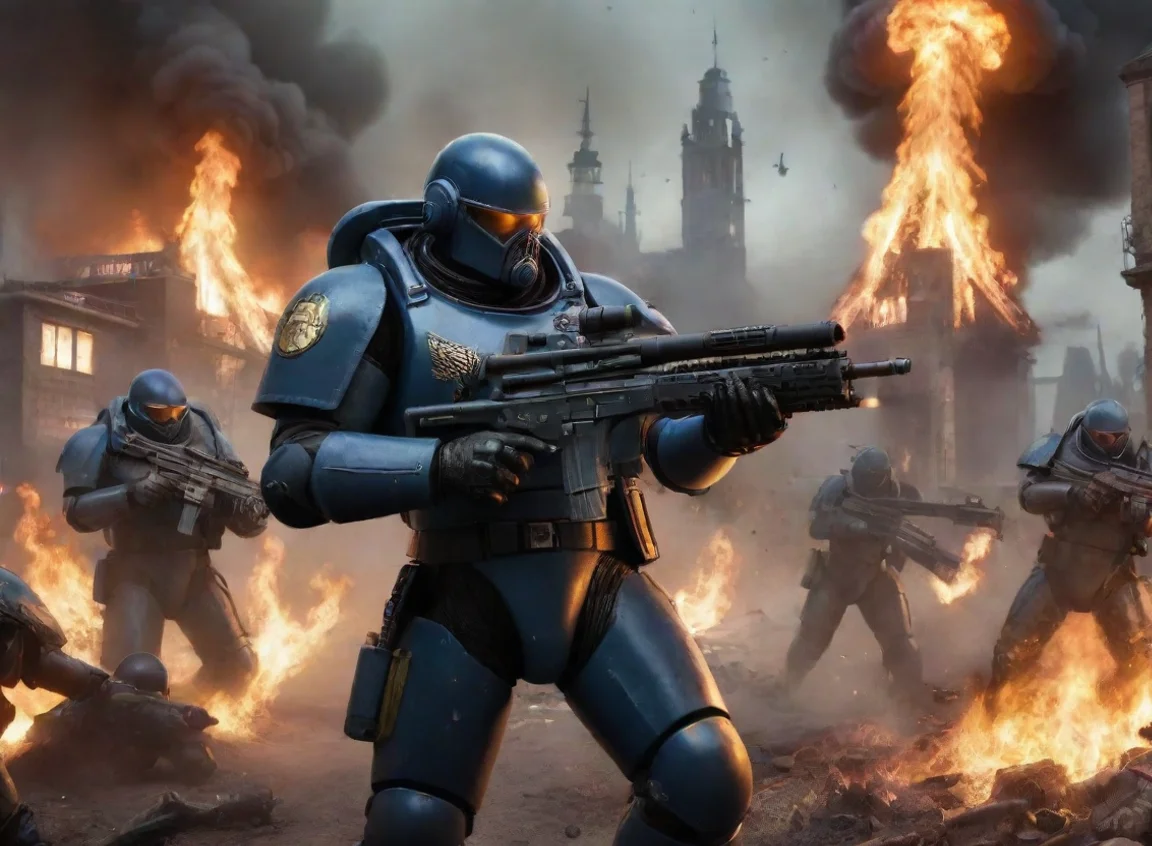 aibest quality swedish space marines shooting at alien squid soldiers battlefield burning city war 5 landscape43