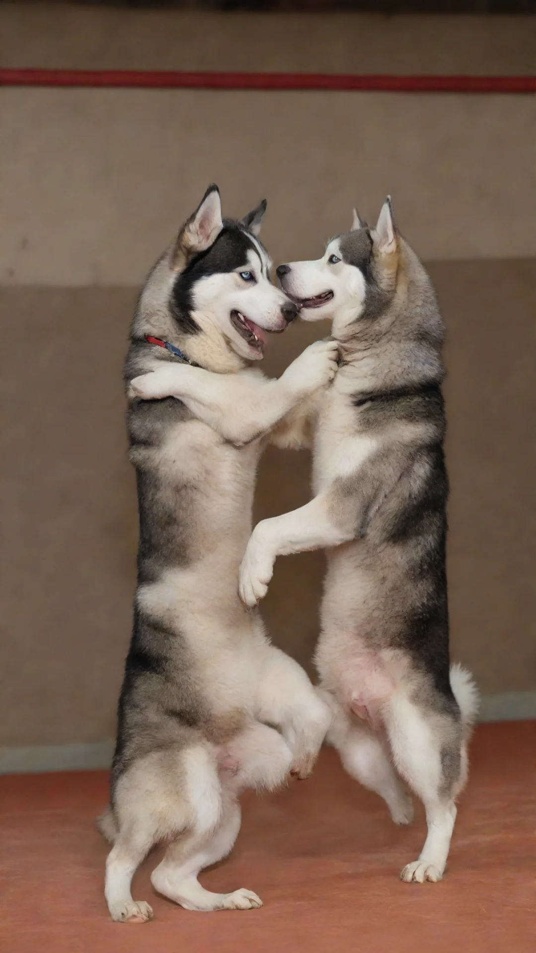 aibest quality two husky dogs in the ring boxing 5 hdtall
