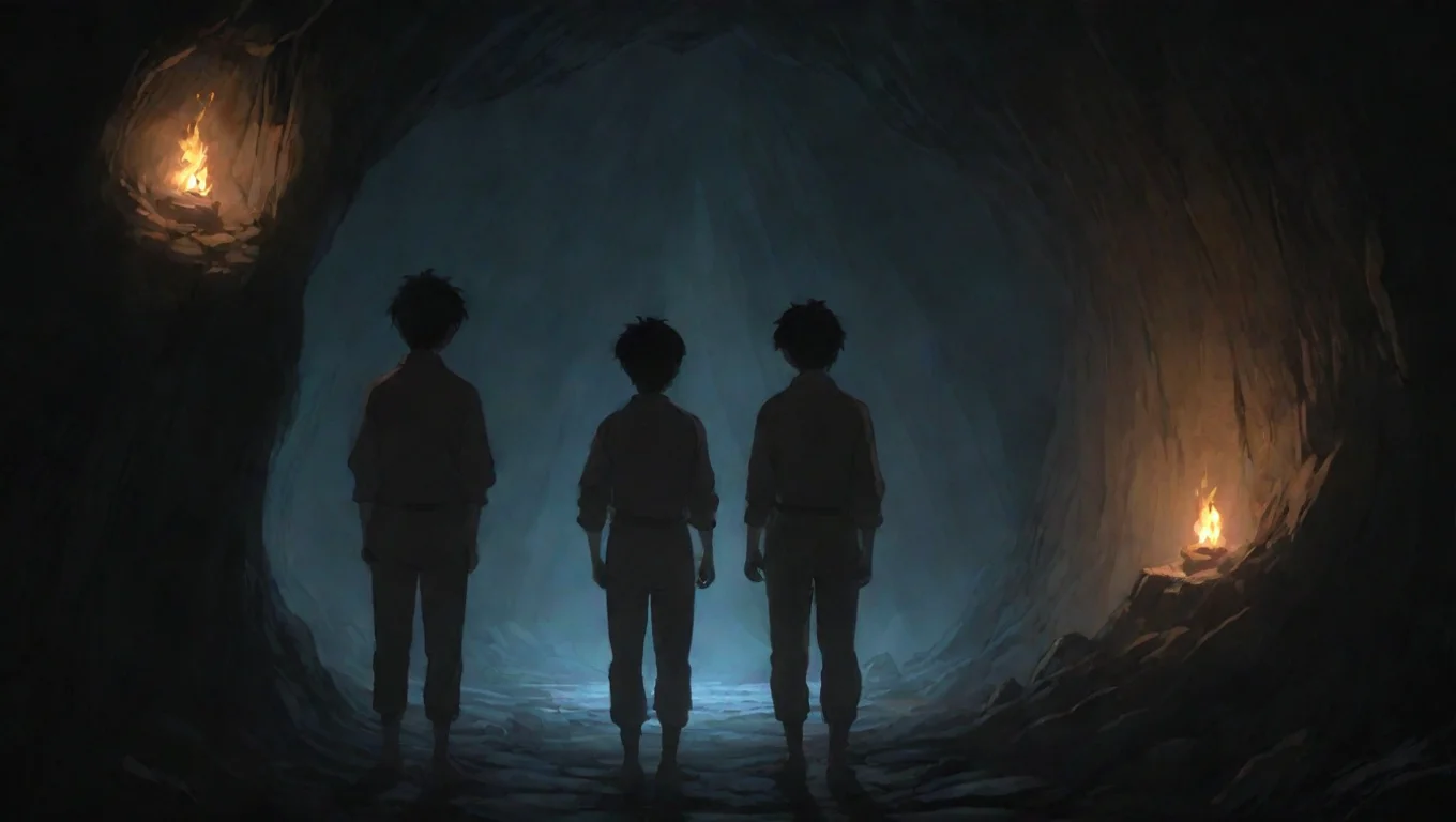 aibest quality two men in torchlit cave hd ghibli anime aesthetic dark horror 1800 vibe  5 widescreen