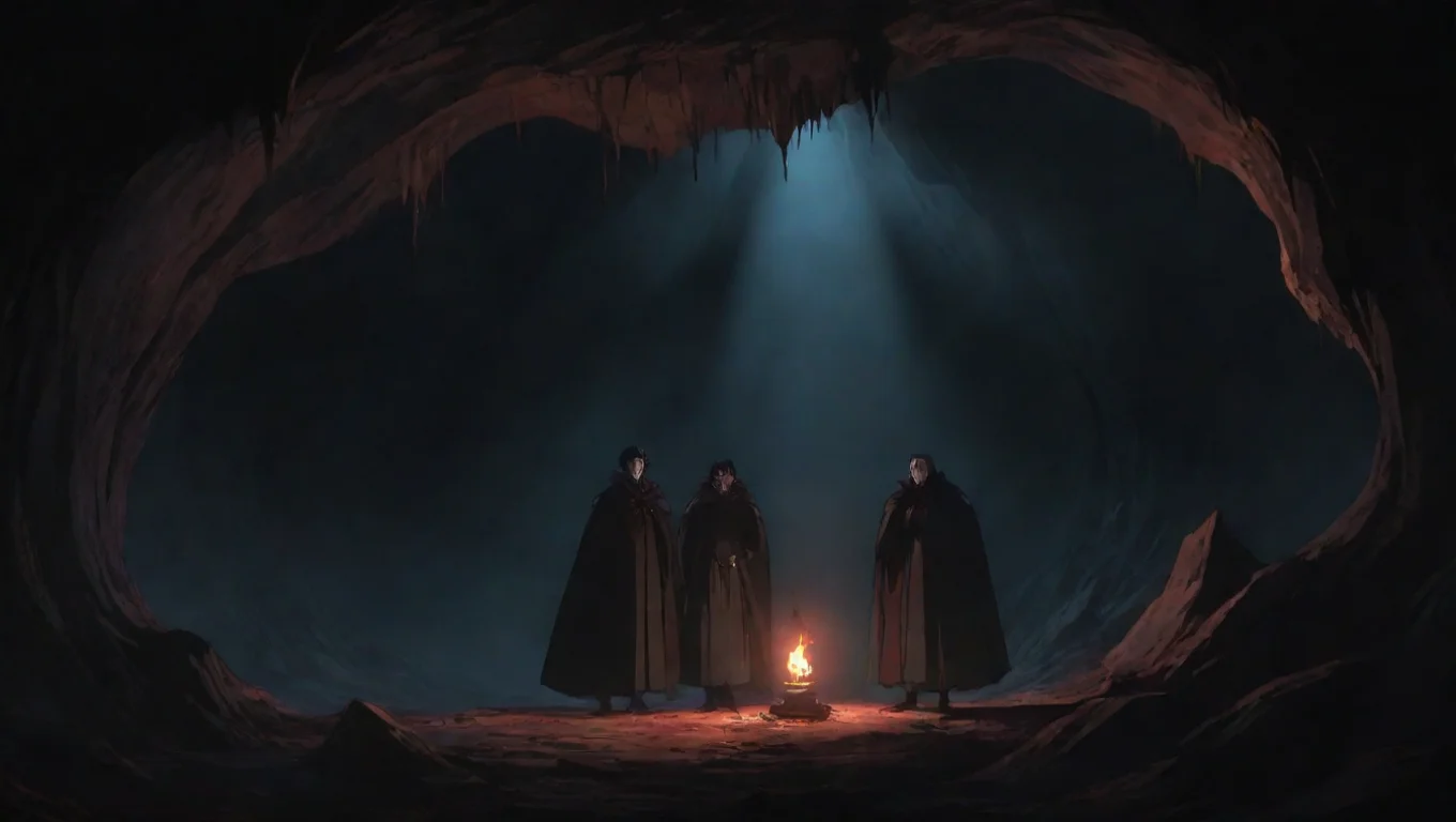 aibest quality two vampires in torchlit cave hd ghibli anime aesthetic dark horror 1800 vibe environment 5 widescreen