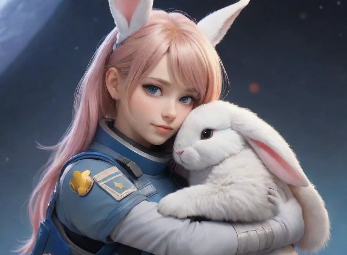 best quality young swedish bearded space soldier hugging a anthro anime style rabbit woman hd 5 landscape43