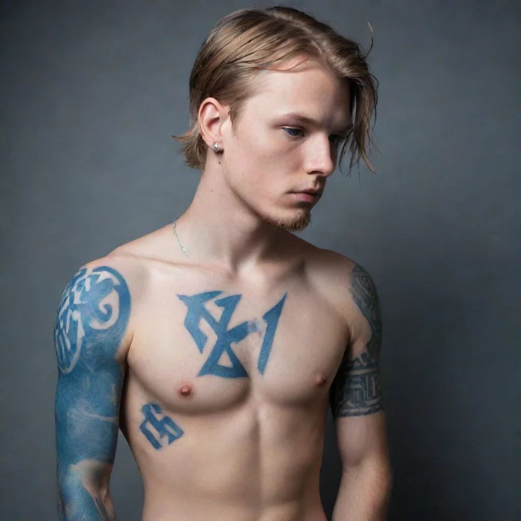 aibest quality young swedish man blue nordic runes tattoos fantasy world 5