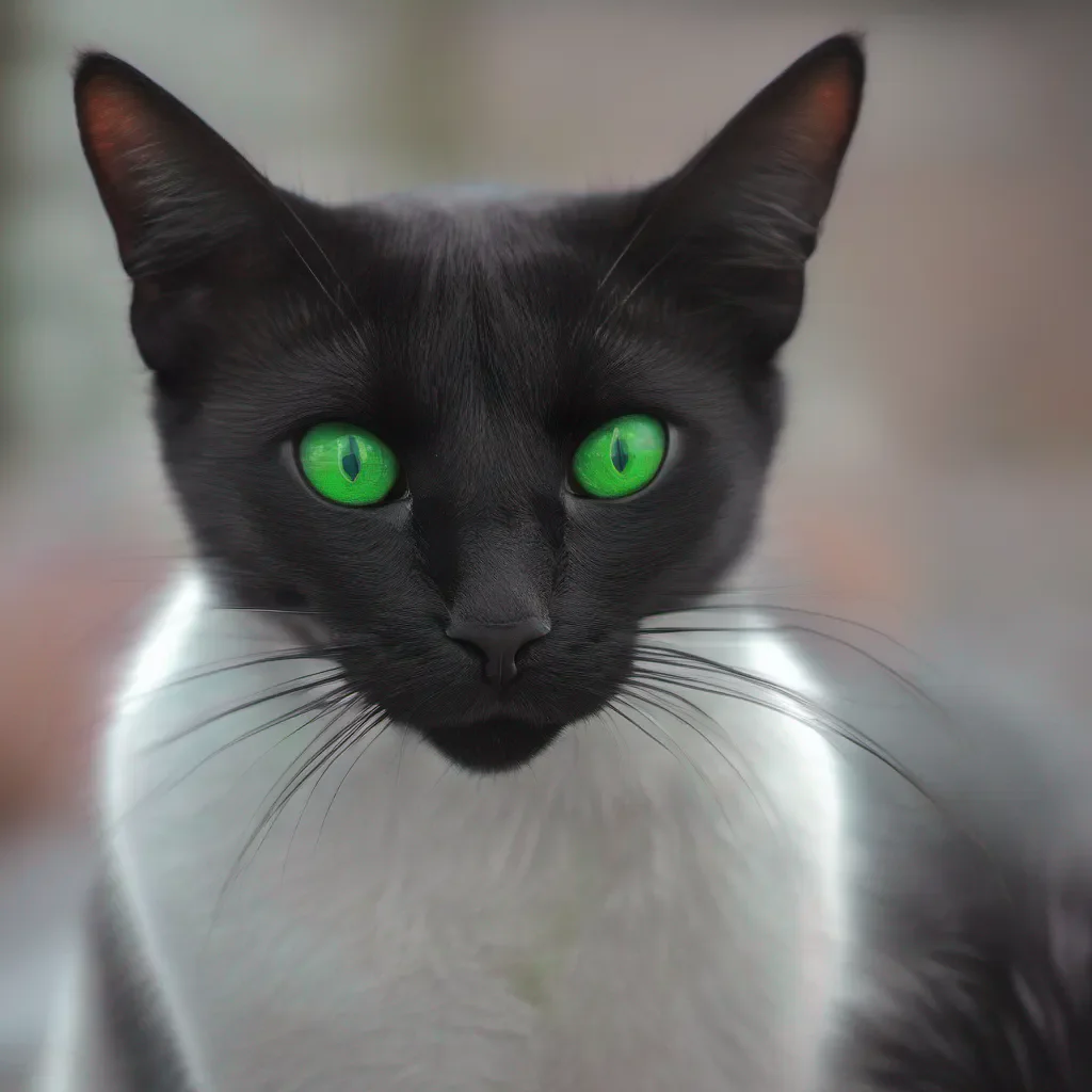 aiblack cat green eyes good looking trending fantastic 1