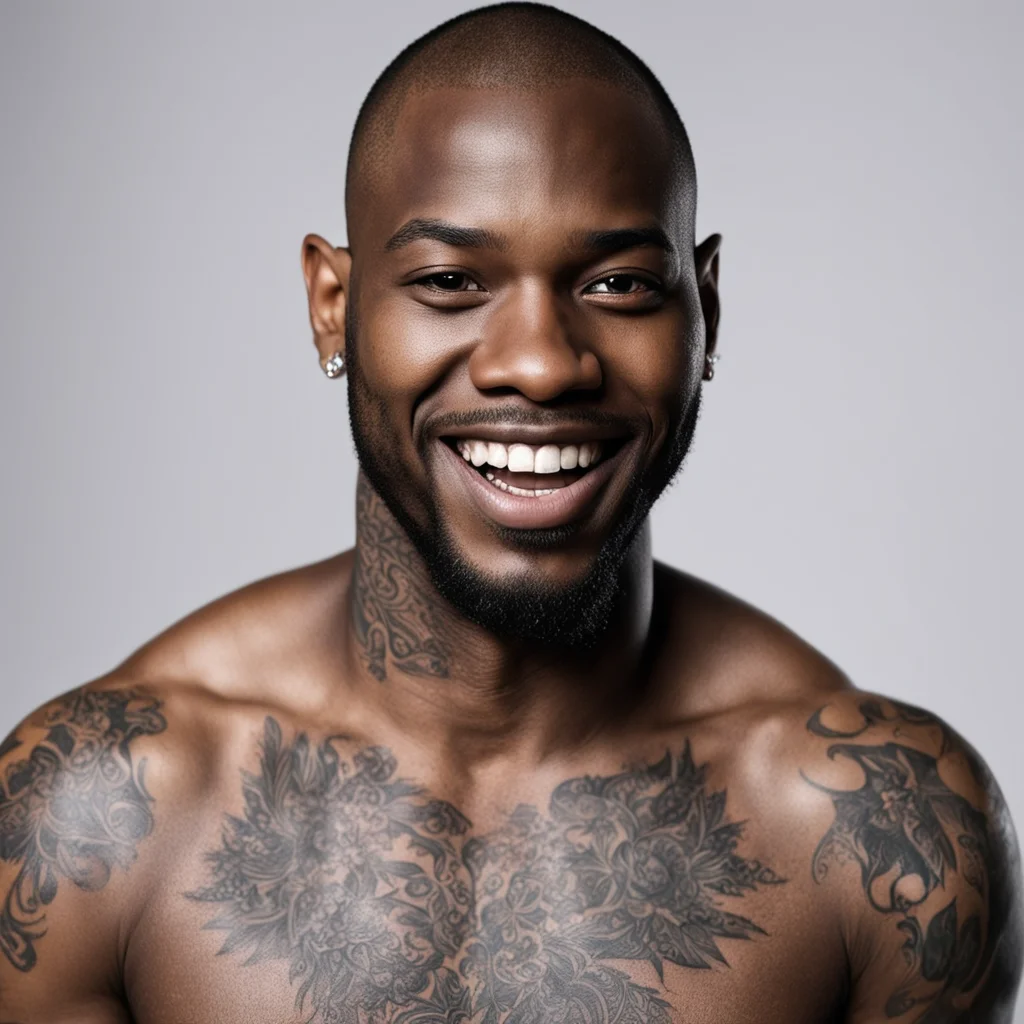 aiblack guy with tattoos and has diamond teeth and a buzzcut confident engaging wow artstation art 3