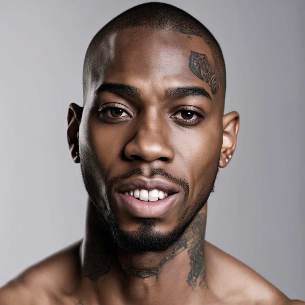 aiblack guy with tattoos and has diamond teeth and a buzzcut good looking trending fantastic 1