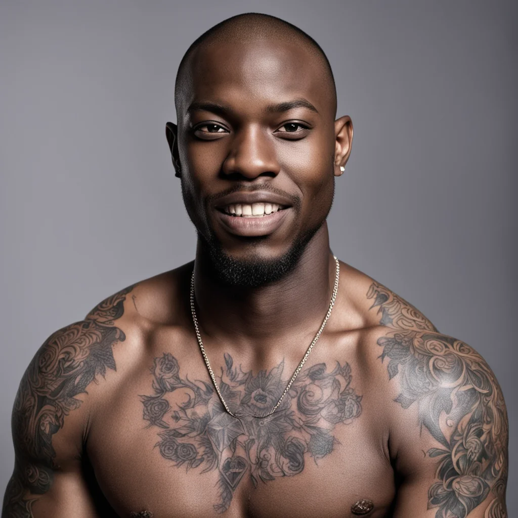 aiblack guy with tattoos and has diamond teeth and a buzzcut