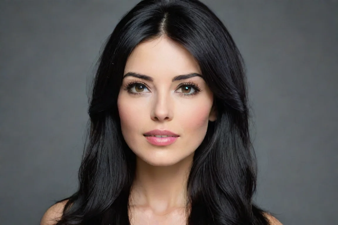 black haired woman landscape
