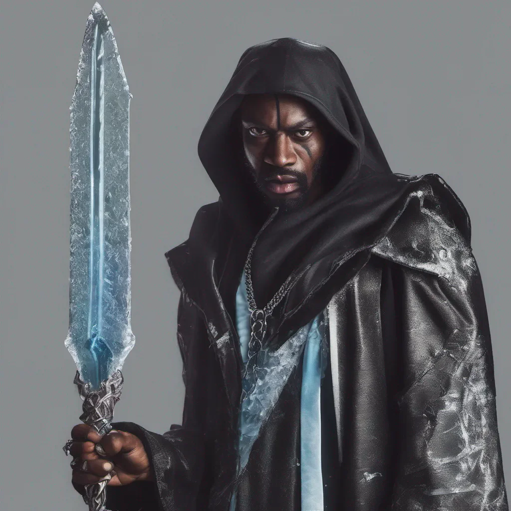 aiblack man evil villian with ice sword