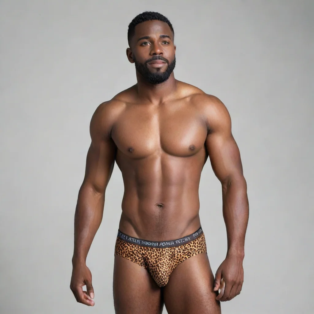 aiblack man in a leopard print brief 