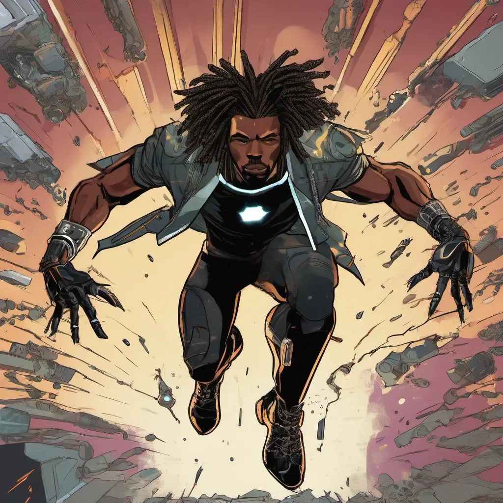 aiblack man superhero with spiked up locs with electric hands confident engaging wow artstation art 3
