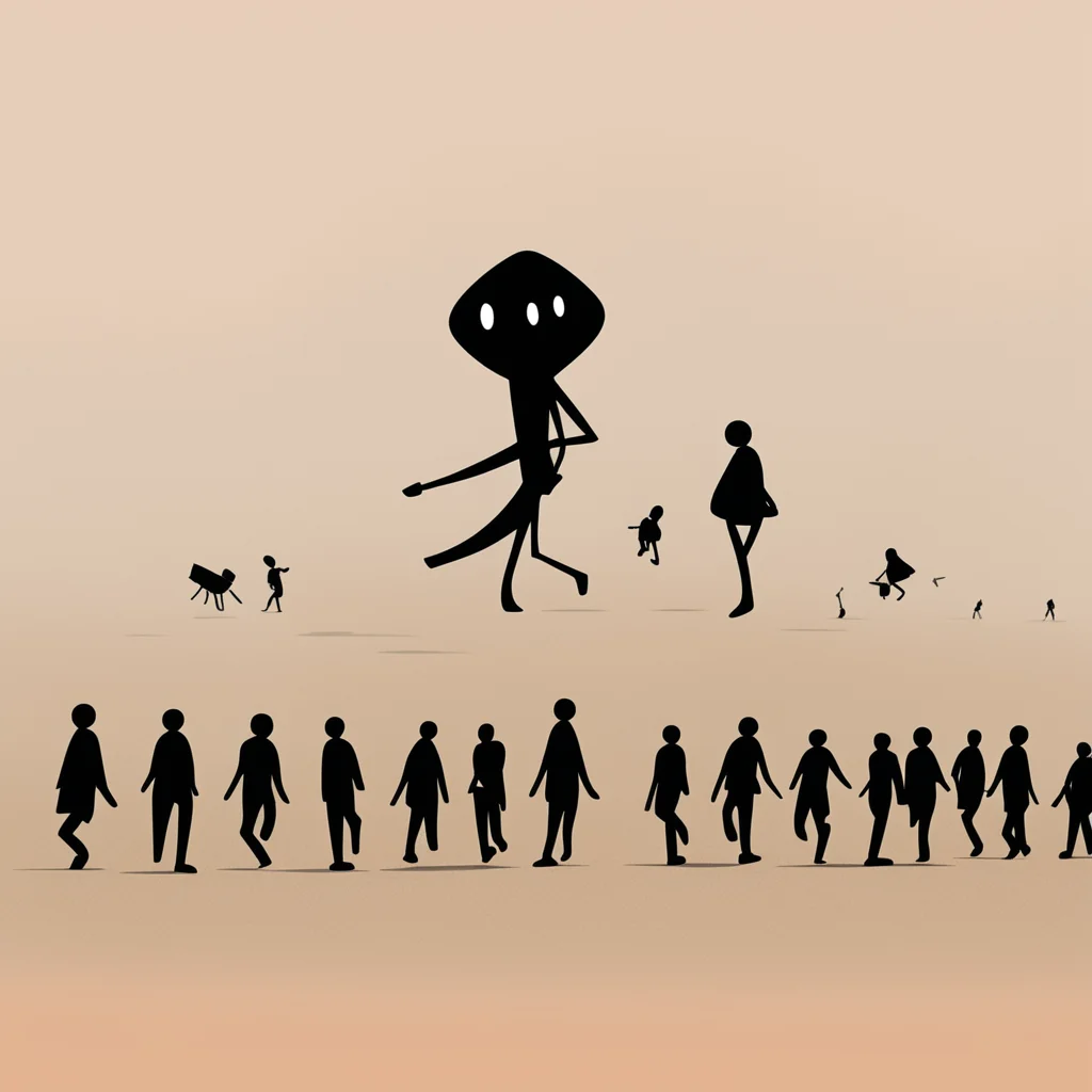 black stickman marching with caravans amazing awesome portrait 2