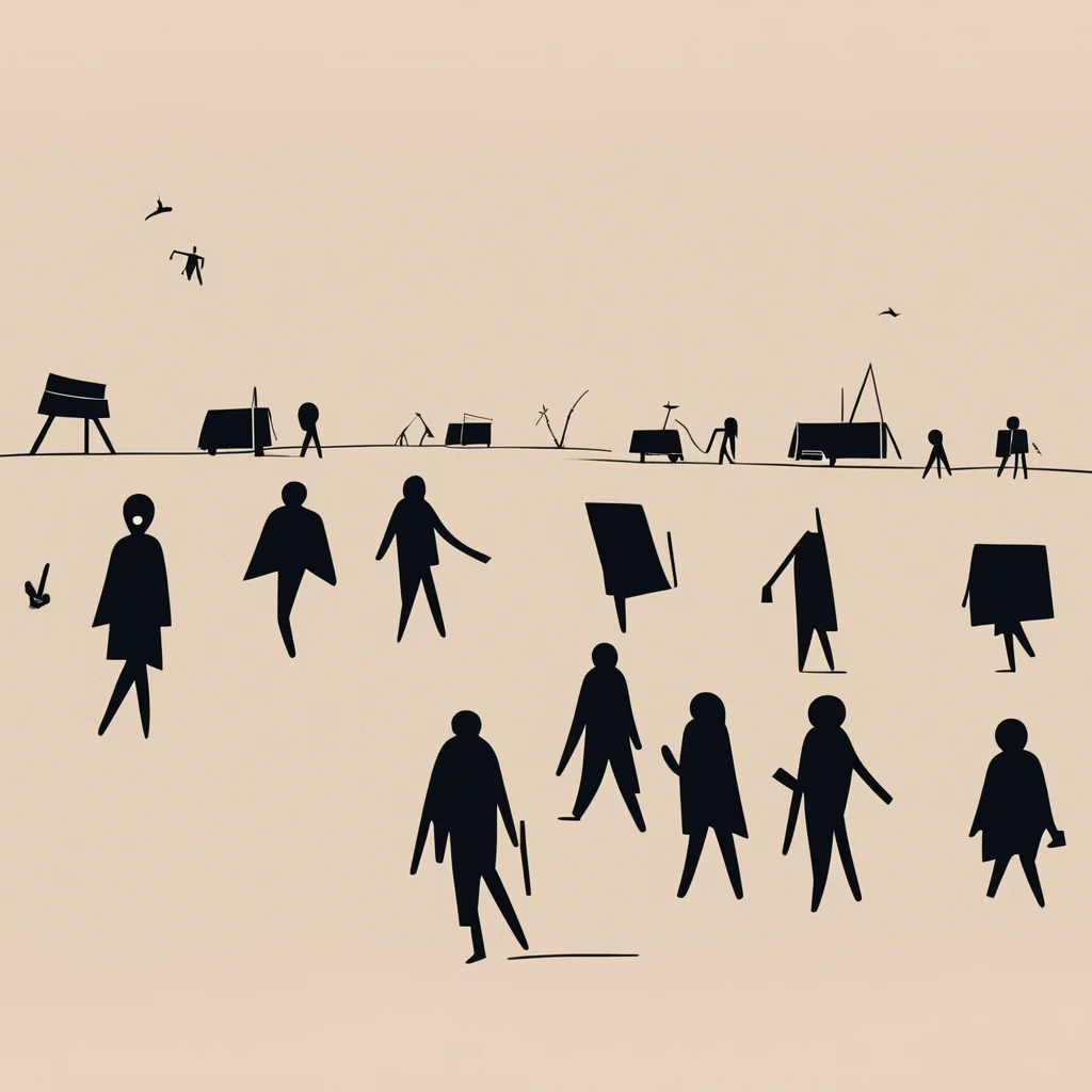 black stickman marching with caravans confident engaging wow artstation art 3