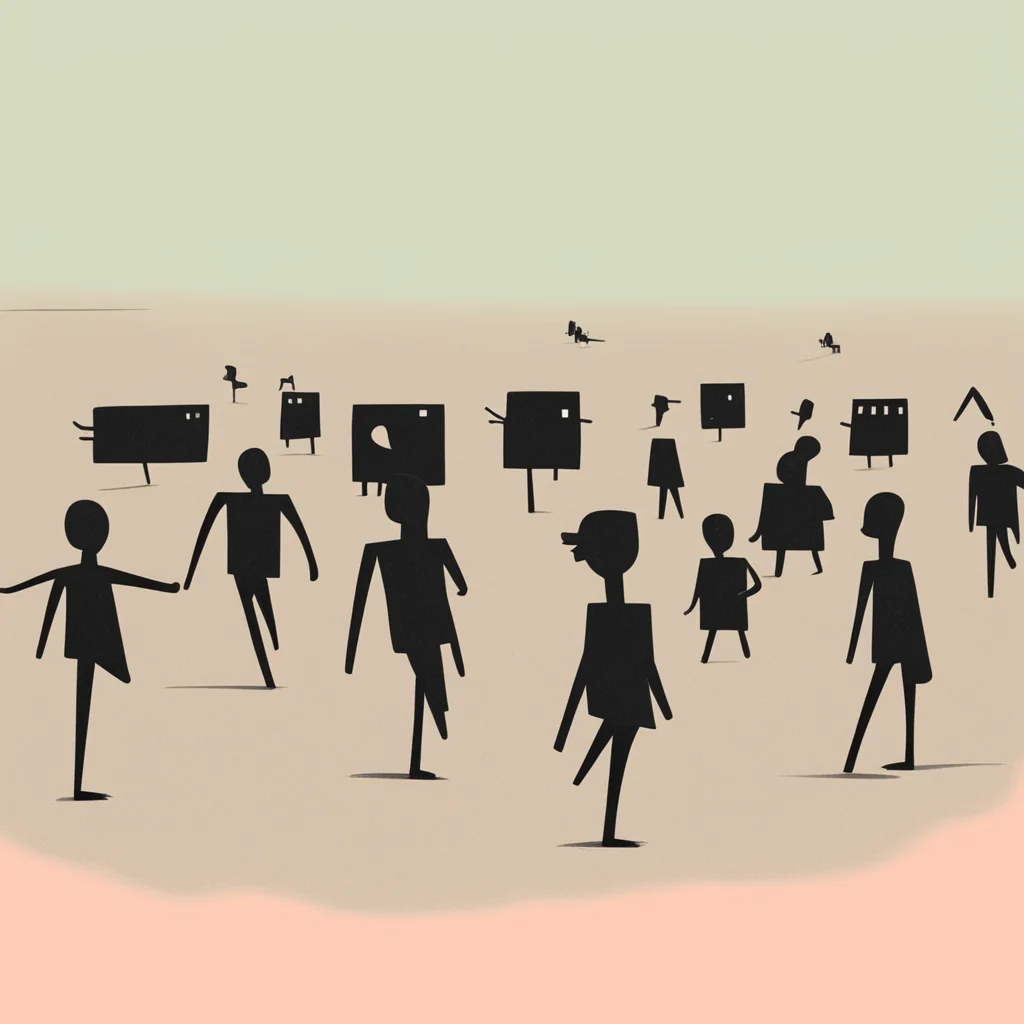 aiblack stickman marching with caravans