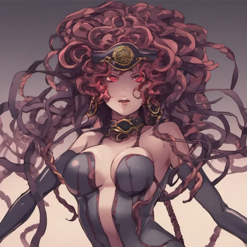 aiblindfolded seductive medusa anime